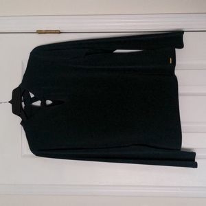 Calvin Klein Keyhole Cutout Long Sleeve Blouse
